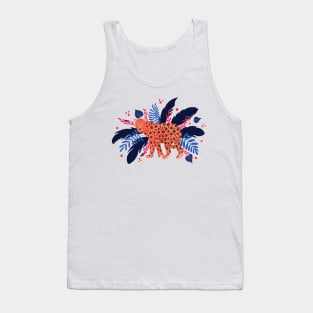 Red leopard in the blue tropical jungle Tank Top